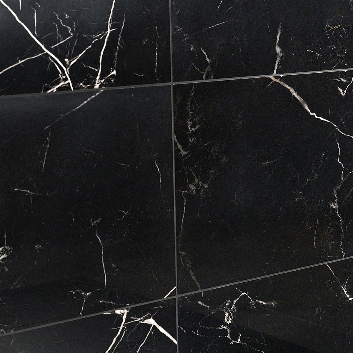 Lux Tile Marble Tech Port Laurent Black 12x24 Polished Porcelain Tile