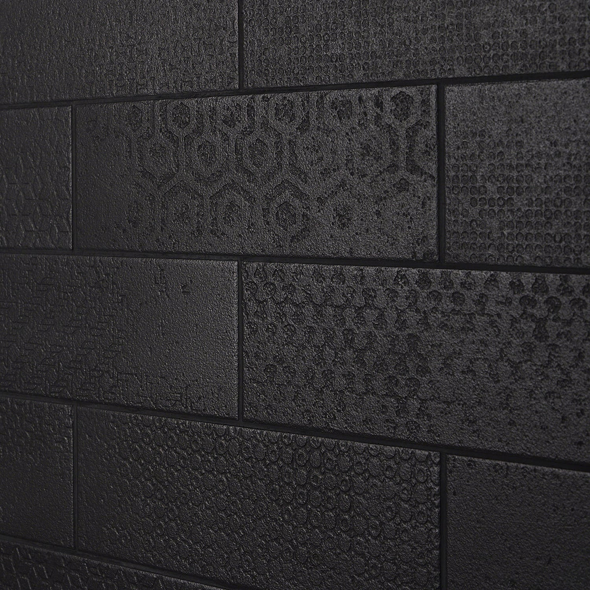 Tessuto Carbone Black Matte Porcelain Subway Tile 4x12