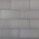 Vector Gris Gray Polished Ceramic Subway Tile - 4x8