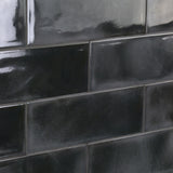 Diesel Camp Smoke Black 4x12 Glossy Ceramic Subway Tile - Lux Tile