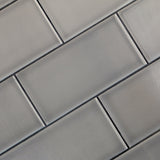 Vector Gris Gray Polished Ceramic Subway Tile - 4x8