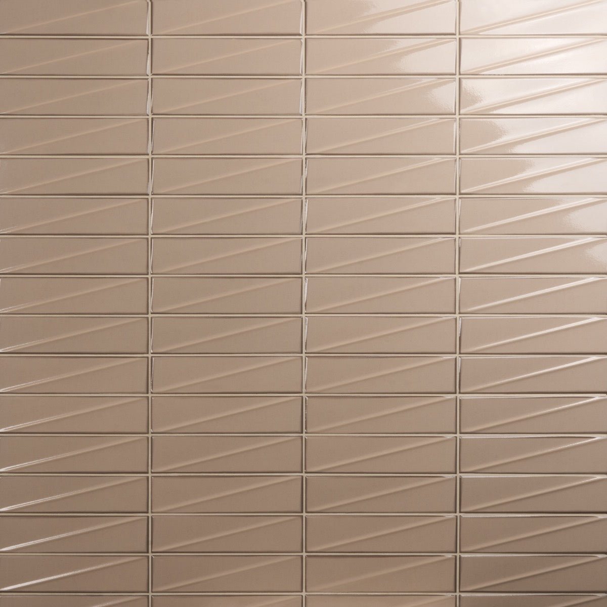 Axelle Dune Beige 3D Glossy Ceramic Subway Tile - 3x12