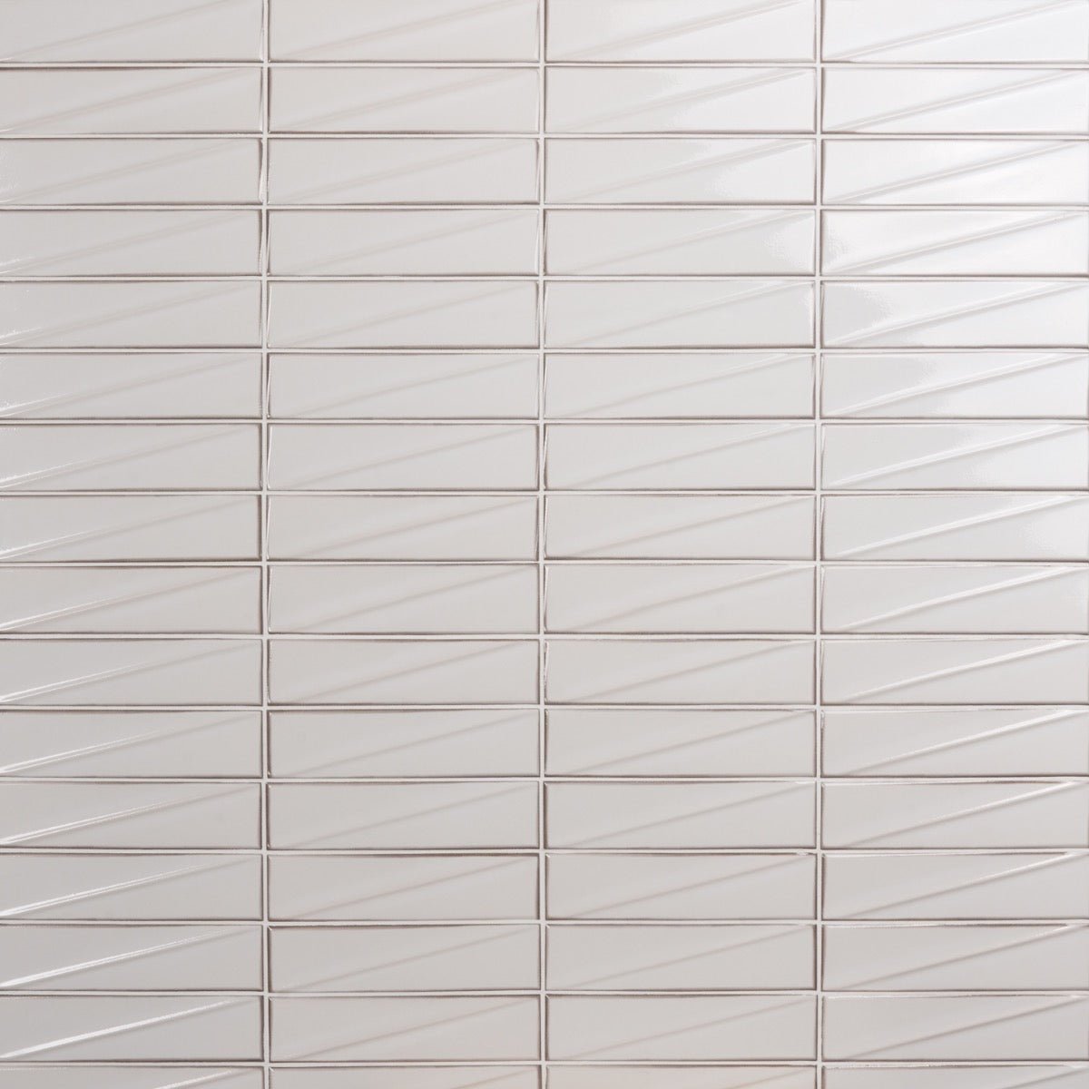 Axelle Ice White 3D Glossy Ceramic Subway Tile - 3x12