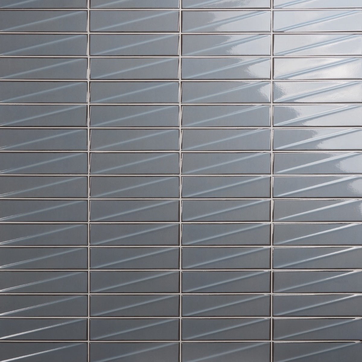 Axelle Misty Gray 3D Glossy Ceramic Subway Tile - 3x12