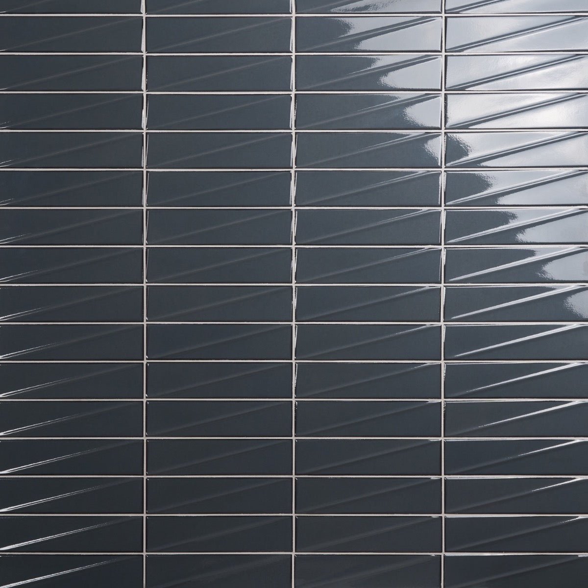 Axelle Storm Gray 3D Glossy Ceramic Subway Tile - 3x12