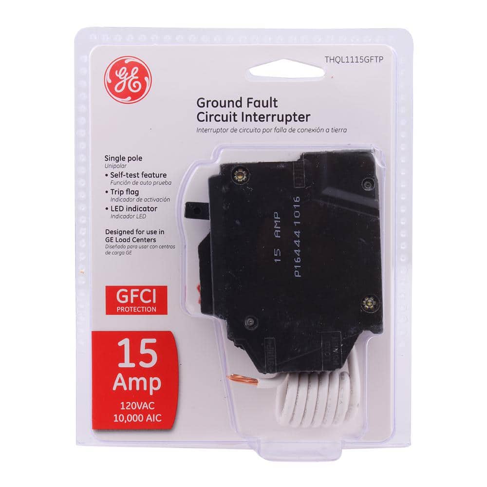 GE Q-Line THQL 15-Amp Single-Pole GFCI Circuit Breaker with Self-Test (THQL1115GFTP)