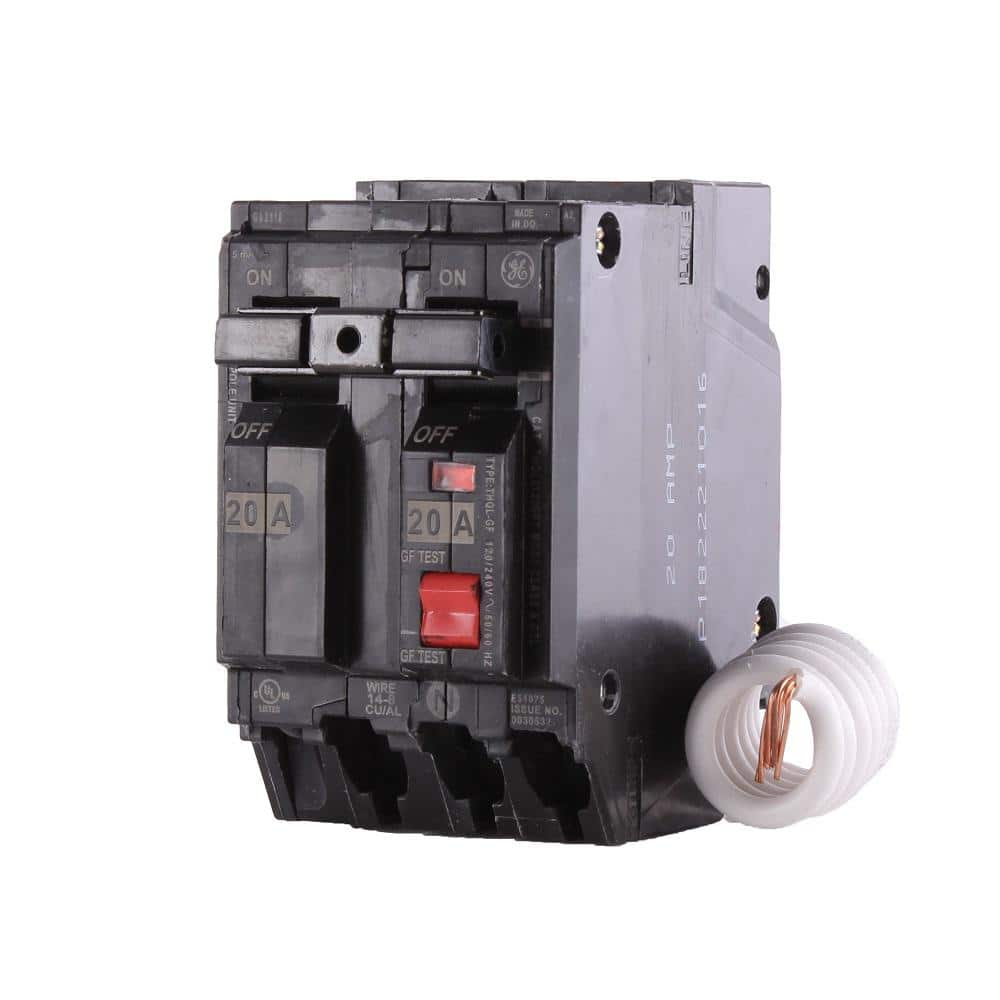 GE 20 Amp Double Pole Ground Fault Breaker with Self-Test