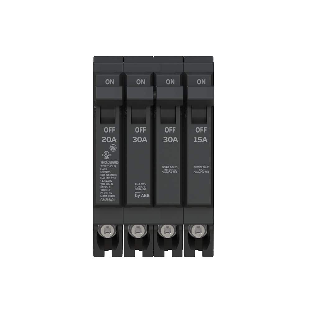 GE Q-Line 1-20 Amp Single-Pole 1-30 Amp Double-Pole 1-15 Amp Single-Pole Quad 120/240-Volts Circuit Breaker