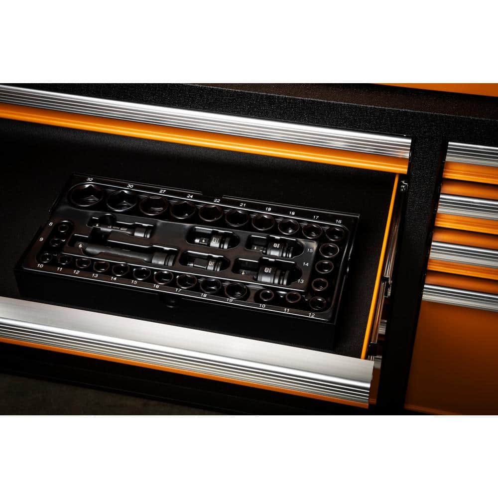 GEARWRENCH 34-Piece Metric 3/8 in., 1/2 in. Impact Socket Tray Set