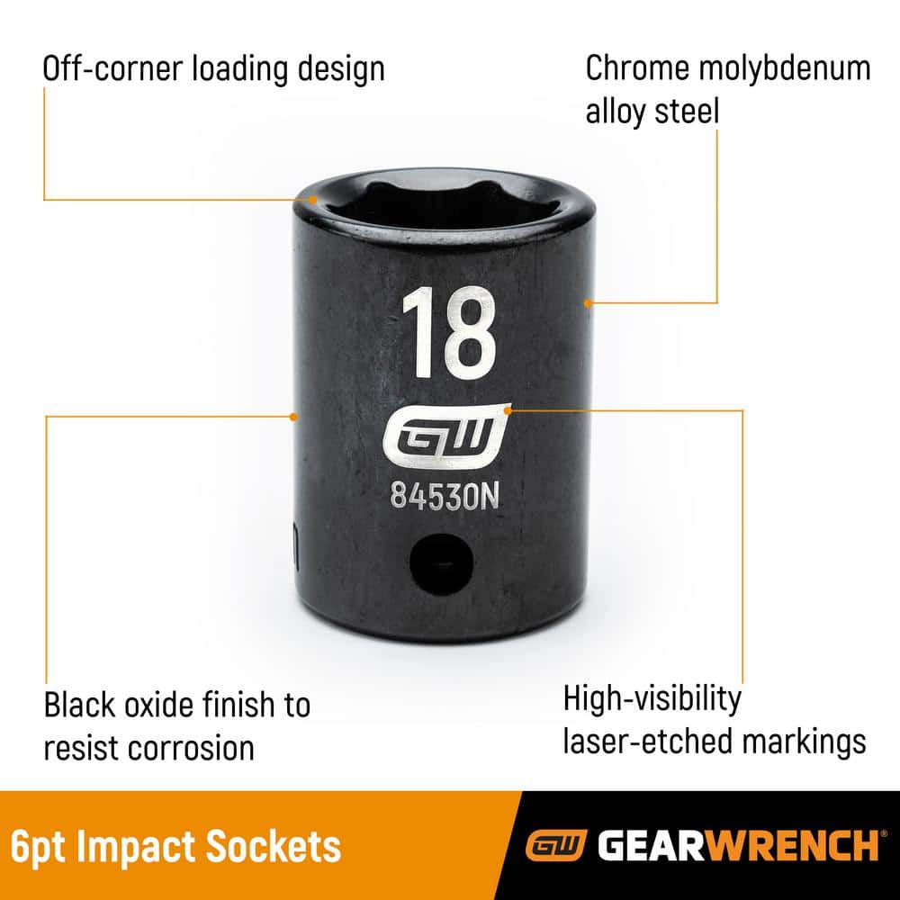 GEARWRENCH 34-Piece Metric 3/8 in., 1/2 in. Impact Socket Tray Set