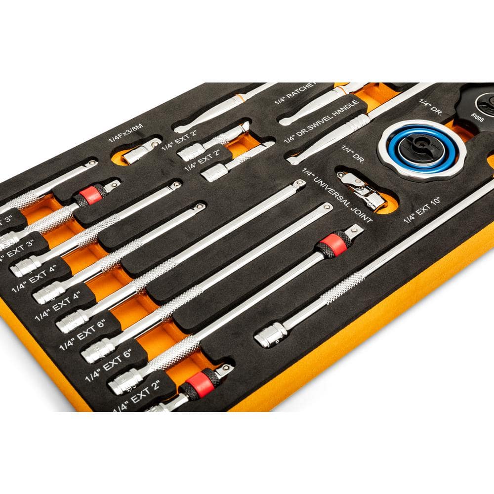 GEARWRENCH 1/4 in. 90T Ratchet and Drive Tool Set with EVA Foam Tray (18-Piece)