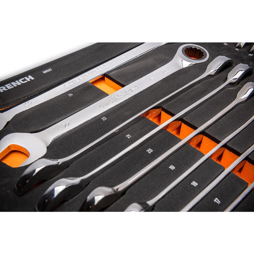 GEARWRENCH 28-Piece 72T Metric Standard and Stubby Ratcheting Wrench Set with EVA Foam Tray