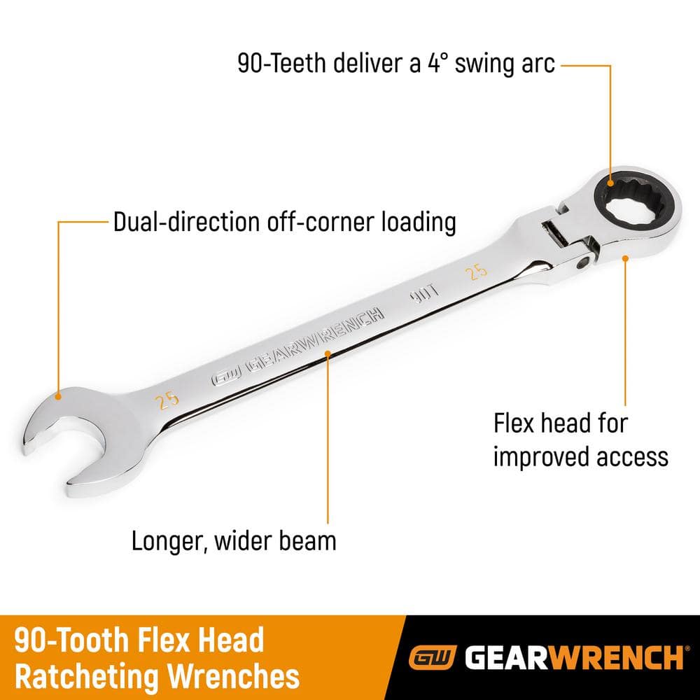 GEARWRENCH Master Standard and Flex Head SAE/MM Combination Ratcheting Wrench Set (32-Piece)