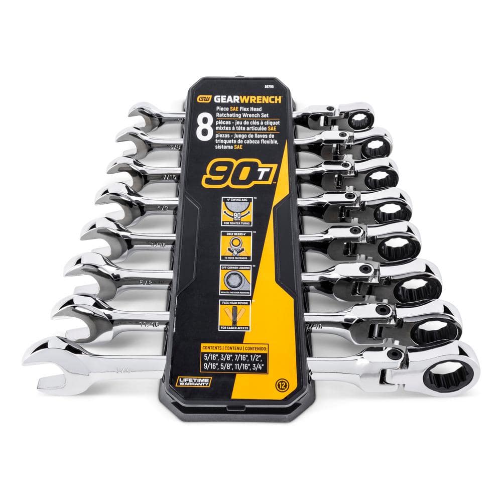 GEARWRENCH Master Standard and Flex Head SAE/MM Combination Ratcheting Wrench Set (32-Piece)