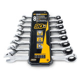GEARWRENCH SAE 90-Tooth Combination Ratcheting Wrench Tool Set with Tray (8-Piece)