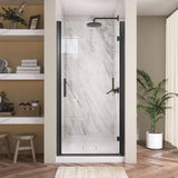 Getpro 36 to 37-1/4 in. W x72 in. H Frameless Shower Door Right Hinged Pivot Swing Single Door in Matte Black Clear Glass