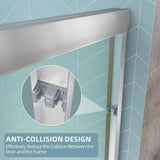 Getpro 44 in.-48 in. W x 72 in. H Double Sliding Framed Alcove Shower Door in Brushed Nickel with 1/4 in. (6 mm) Clear Glass