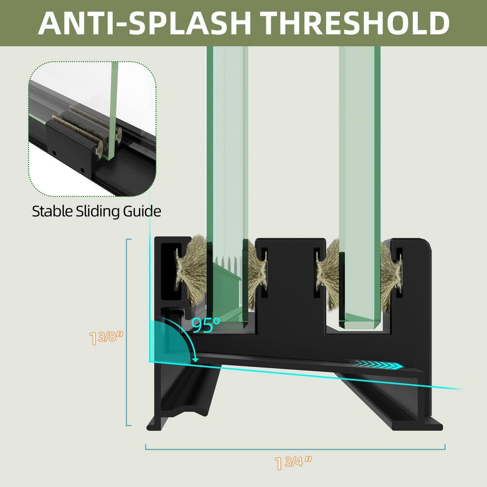 Getpro 50 in.-54 in. W x 72 in. H Double Sliding Framed Shower Door in Matte Black with 1/4 in. (6 mm) Clear Glass