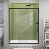 Getpro 50 in.-54 in. W x 72 in. H Double Sliding Framed Shower Door in Matte Black with 1/4 in. (6 mm) Clear Glass