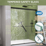 Getpro 56 in.-60 in. W x 72 in. H Double Sliding Framed Shower Door in Matte Black with 1/4 in. (6 mm) Clear Glass