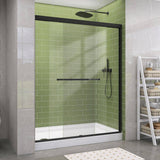 Getpro 56 in.-60 in. W x 72 in. H Double Sliding Framed Shower Door in Matte Black with 1/4 in. (6 mm) Clear Glass