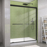 Getpro 56 in.-60 in. W x 72 in. H Double Sliding Framed Shower Door in Matte Black with 1/4 in. (6 mm) Clear Glass
