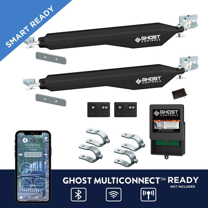 GHOST CONTROLS D-Series Dual Smart Ready Automatic Gate Kit with Tube Gate Brackets