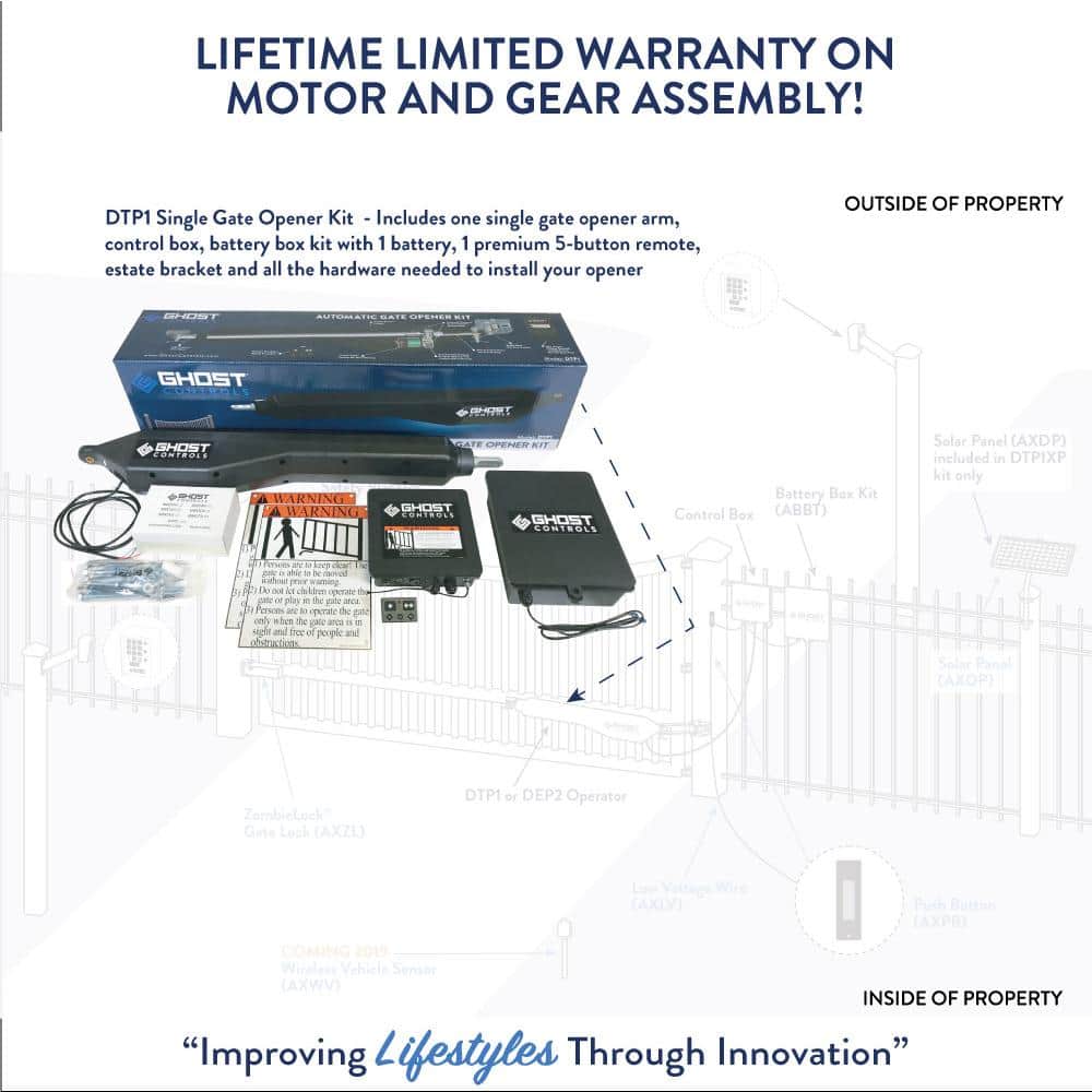 GHOST CONTROLS Architectural Series Single Automatic Gate Opener Kit