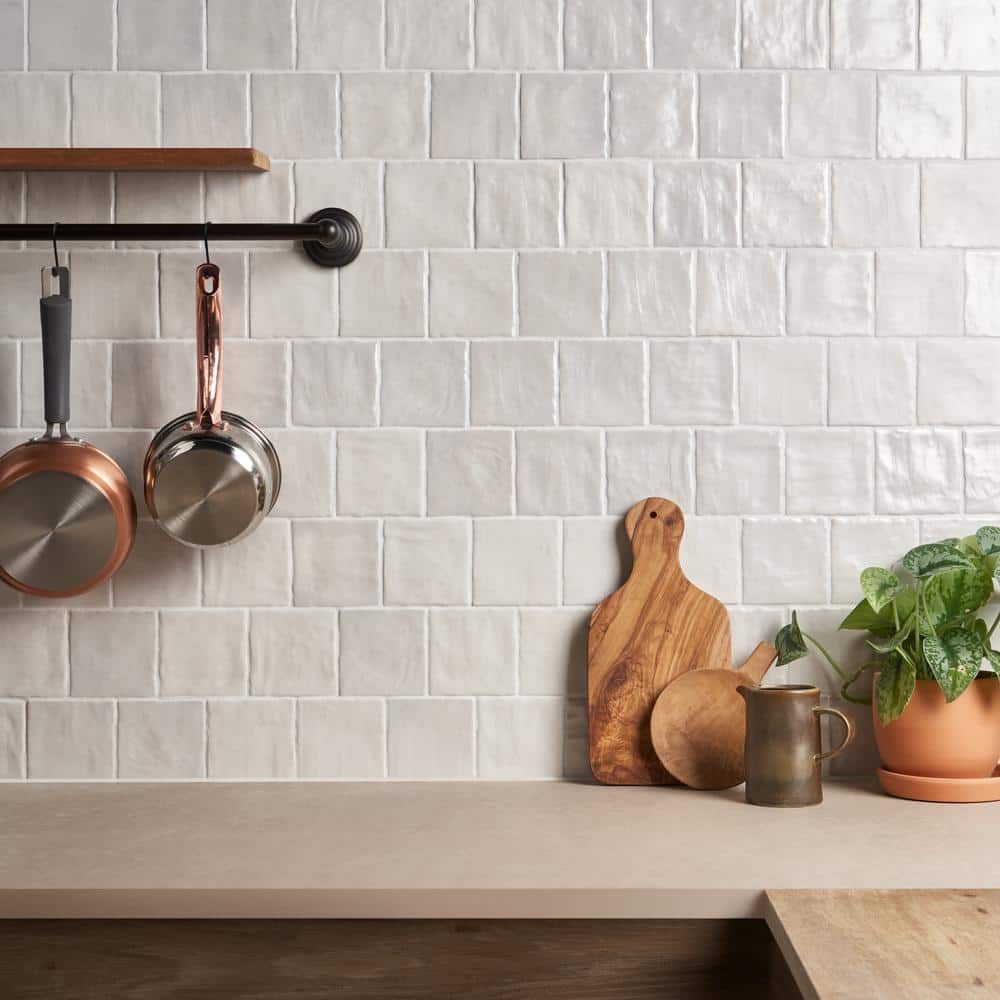 Ivy Hill Tile Amagansett White 4 in. x 4 in. 9mm Satin Ceramic Wall Tile (5.38 sq. ft. / box)