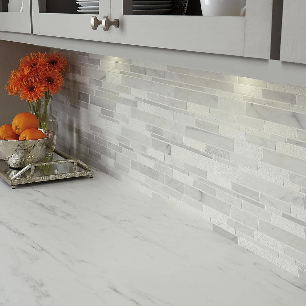 Daltile Stone Decor Glacier 12 in. x 14 in. x 10 mm Marble Linear Mosaic Floor and Wall Tile (1 sq. ft./ piece)