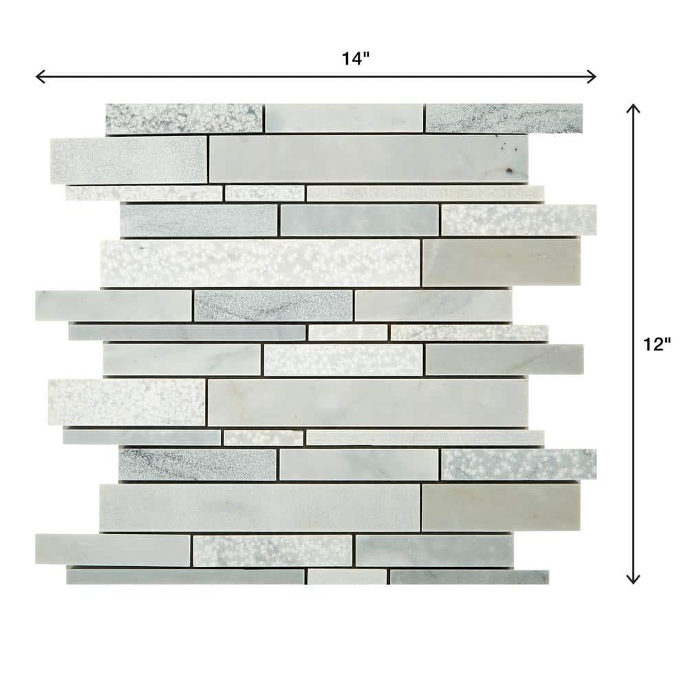 Daltile Stone Decor Glacier 12 in. x 14 in. x 10 mm Marble Linear Mosaic Floor and Wall Tile (1 sq. ft./ piece)