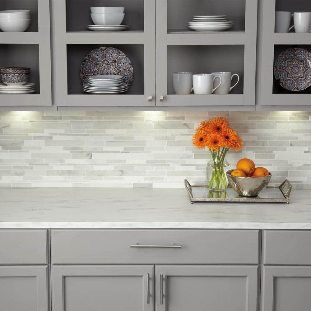 Daltile Stone Decor Glacier 12 in. x 14 in. x 10 mm Marble Linear Mosaic Floor and Wall Tile (1 sq. ft./ piece)