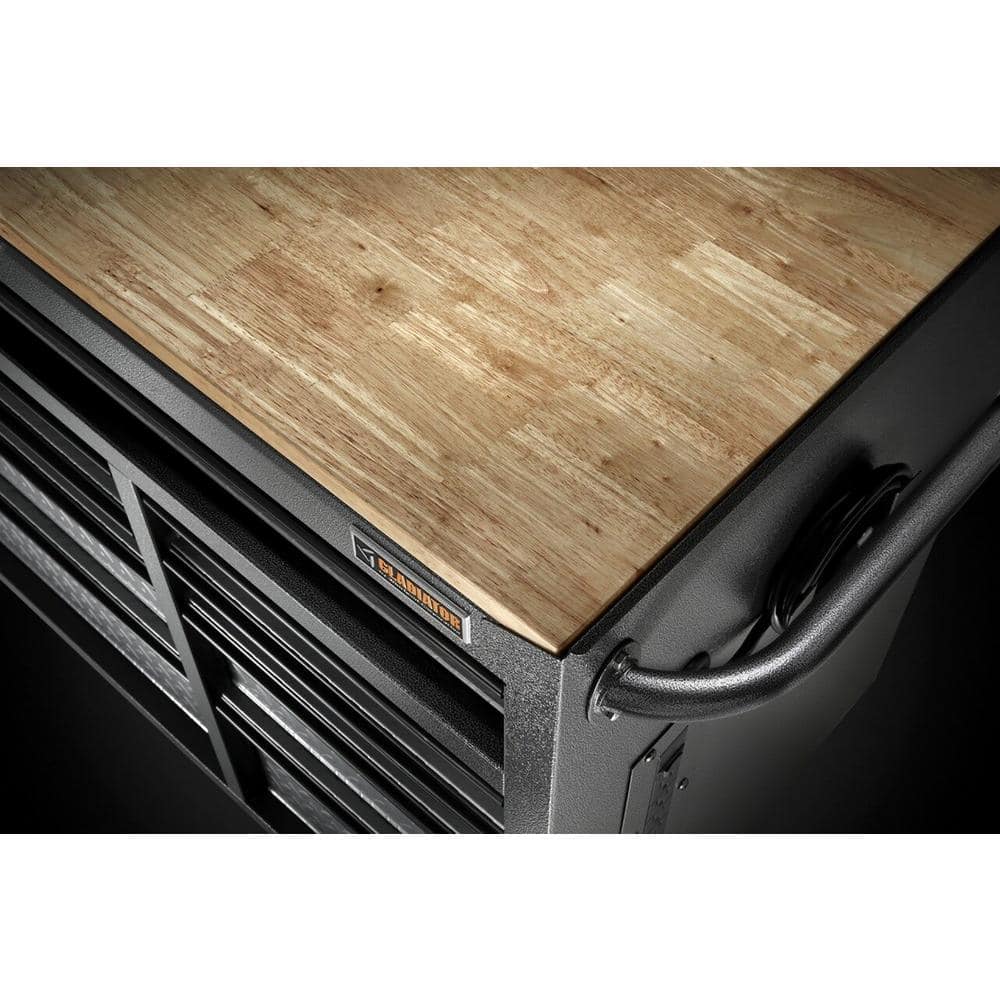 Gladiator 41 in. W x 39 in. D 9-Drawer Mobile Tool Workbench with Solid Wood Top