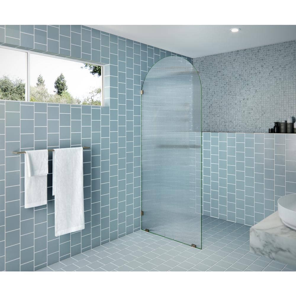Glass Warehouse Maven 34 in. W x 86.75 in. H x. 375 in. D Frameless Shower Door-Arched Fluted Single Fixed Panel