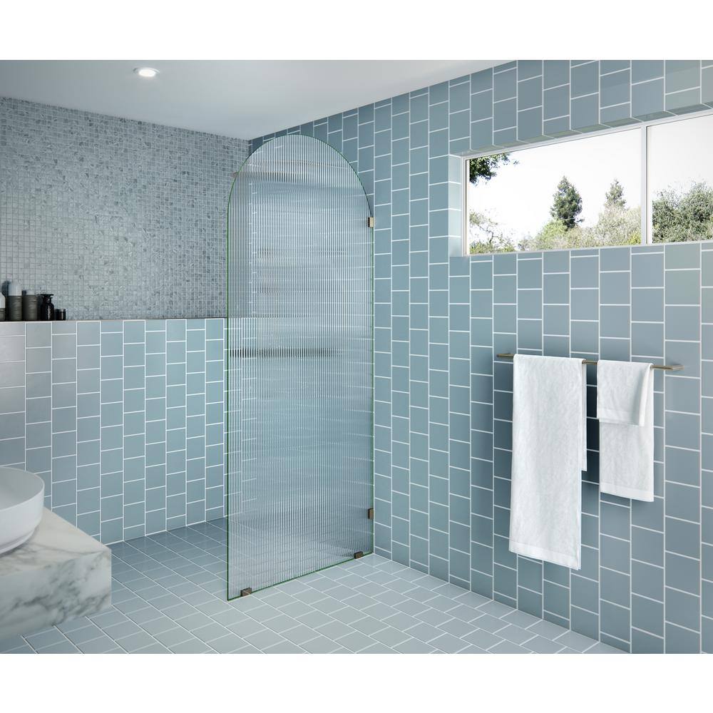 Glass Warehouse Maven 34 in. W x 86.75 in. H x. 375 in. D Frameless Shower Door-Arched Fluted Single Fixed Panel