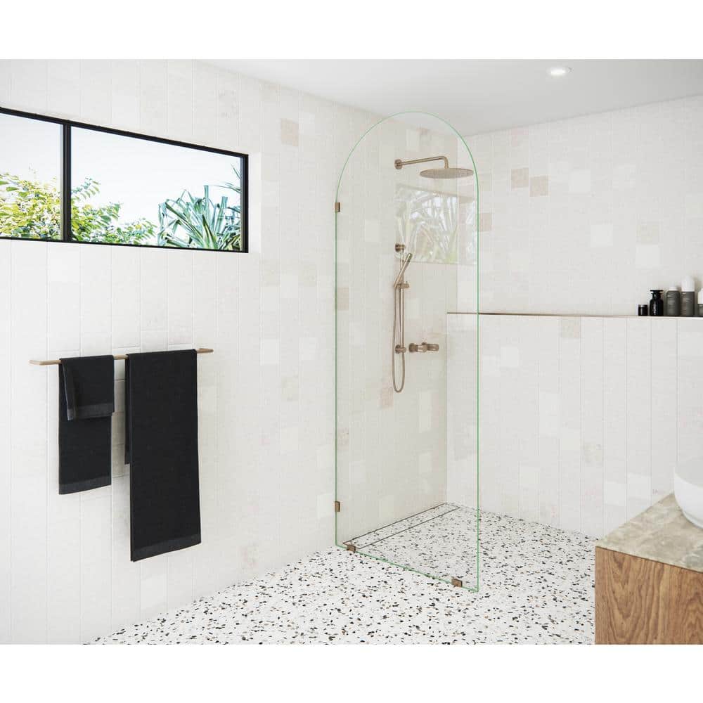 Glass Warehouse 34 in. x 86.75 in. Frameless Shower Door-Arched Single Fixed Panel