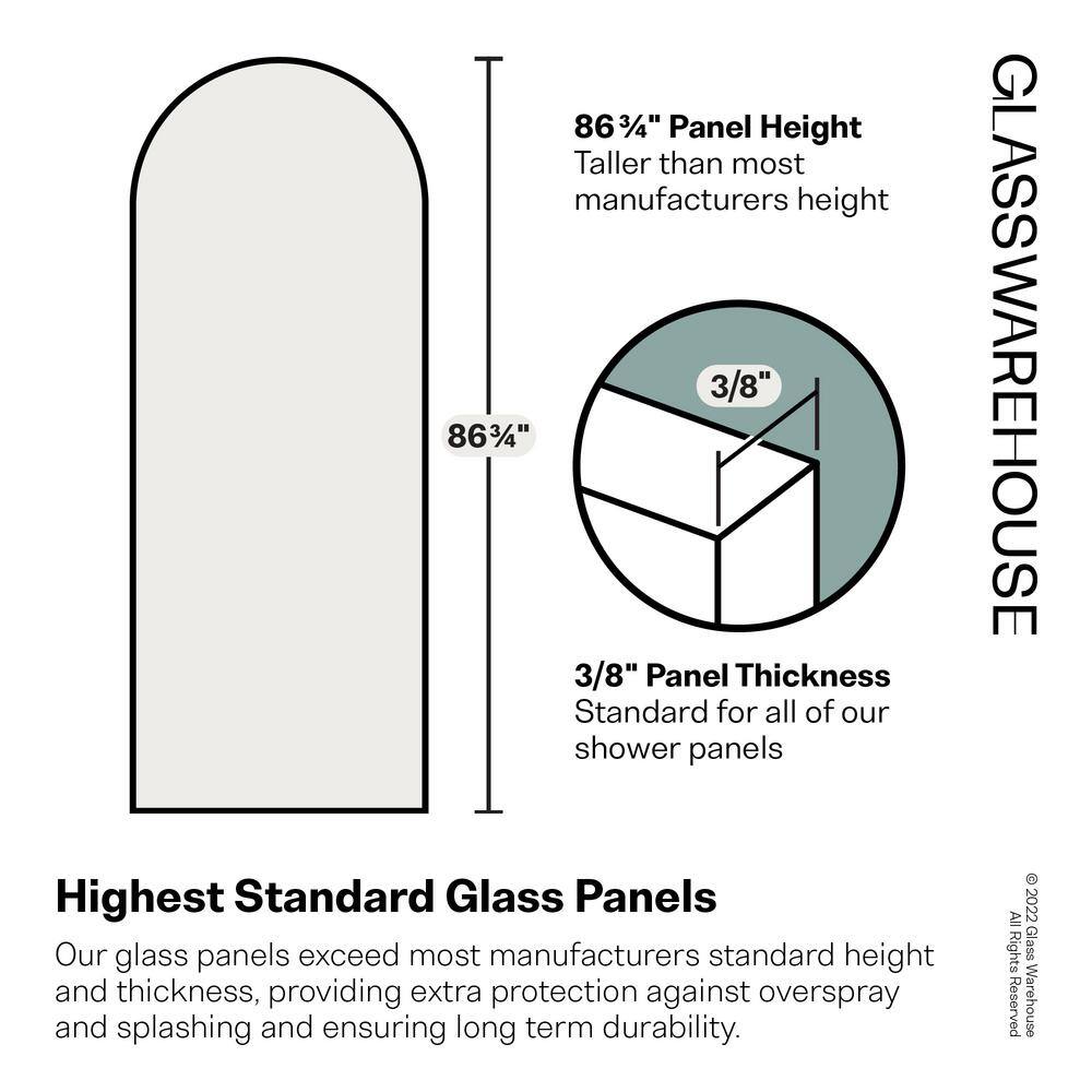 Glass Warehouse 34 in. x 86.75 in. Frameless Shower Door-Arched Single Fixed Panel