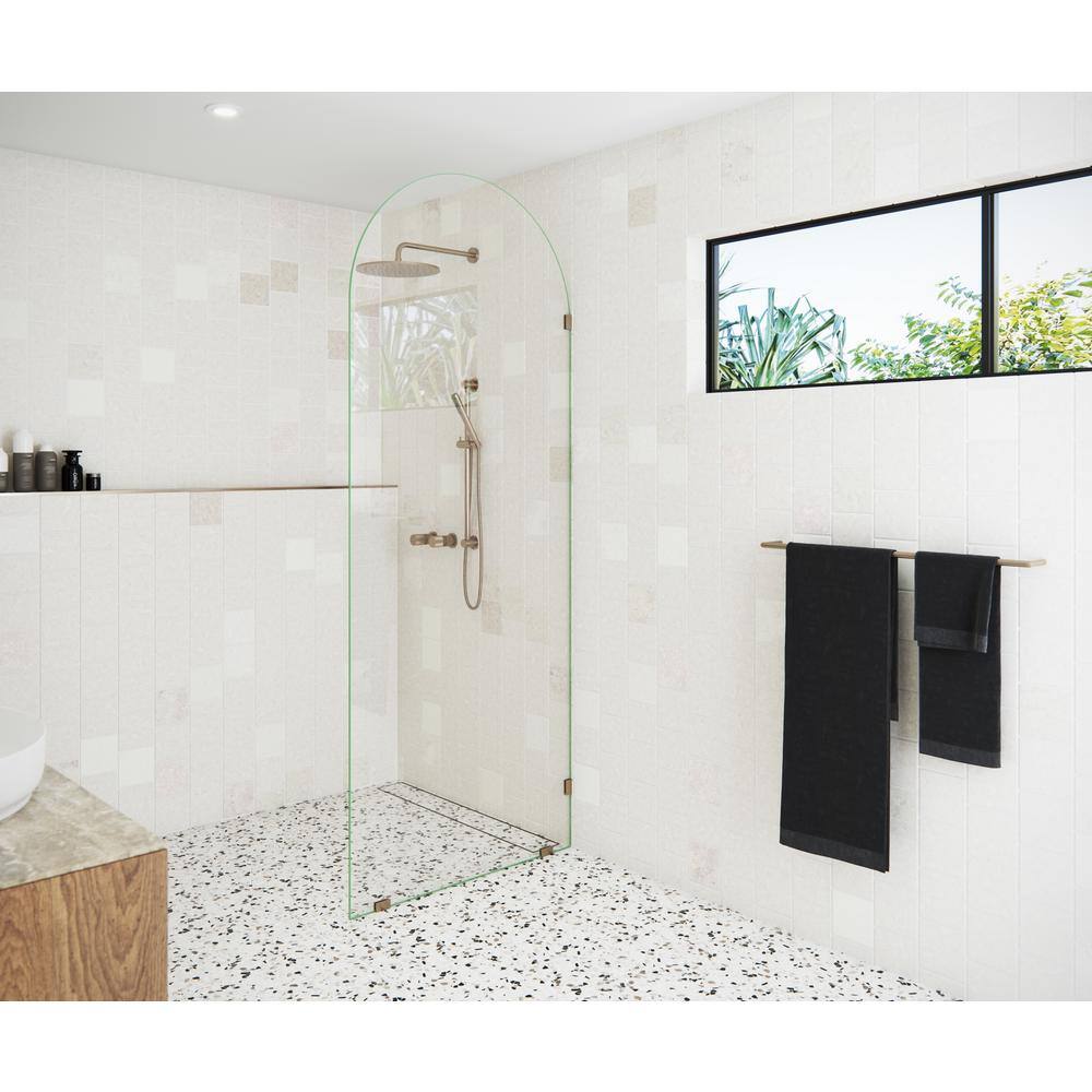 Glass Warehouse 34 in. x 86.75 in. Frameless Shower Door-Arched Single Fixed Panel