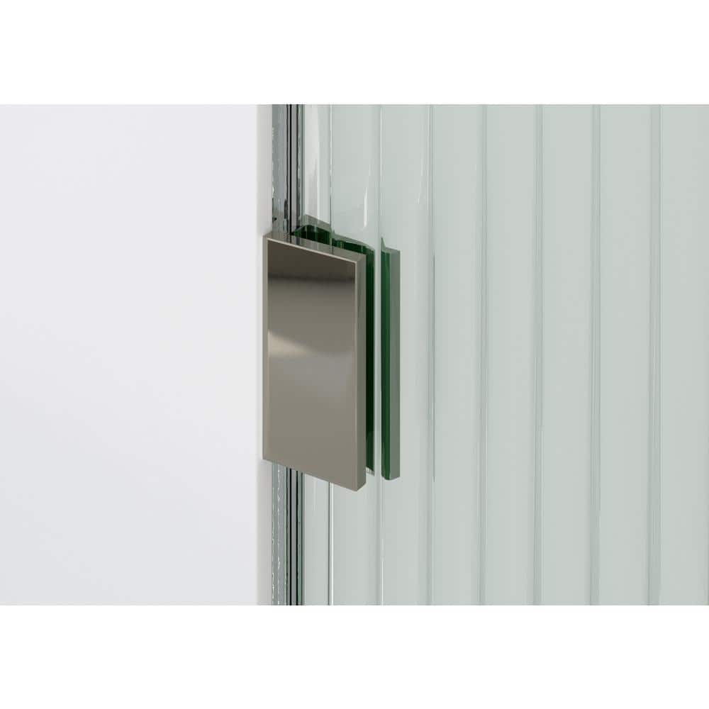 Glass Warehouse 40 in. x 78 in. Frameless Shower Door Single Fixed Panel Fluted Frosted Radius Left Hand