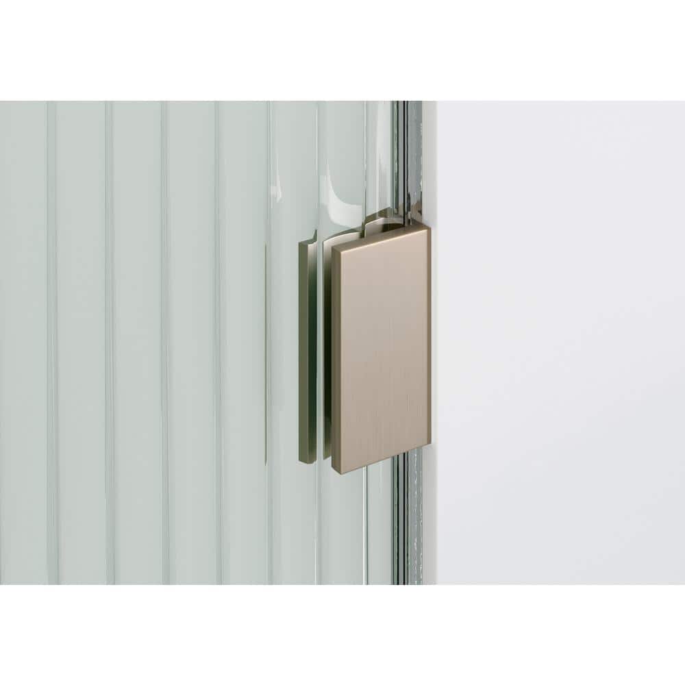 Glass Warehouse 40 in. x 78 in. Frameless Shower Door Single Fixed Panel Fluted Frosted Radius Right Hand