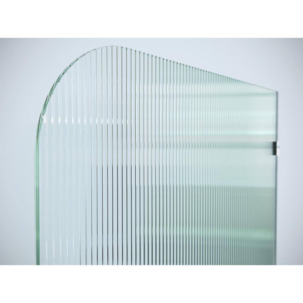 Glass Warehouse 40 in. x 78 in. Frameless Shower Door Single Fixed Panel Fluted Frosted Radius Right Hand