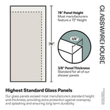 Glass Warehouse 40 in. x 78 in. Frameless Shower Door Single Fixed Panel Fluted Frosted Radius Right Hand
