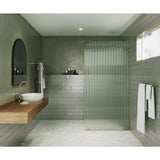 Glass Warehouse 40 in. x 78 in. Frameless Shower Door Single Fixed Panel Fluted Frosted Radius Right Hand