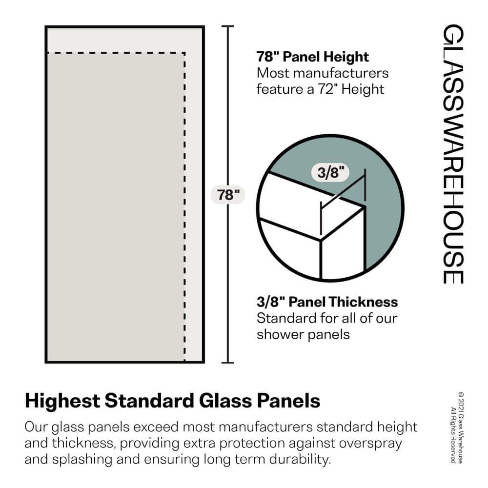 Glass Warehouse Vela 60 in. W x 78 in. H Frameless Fixed Single Panel Shower Door in Brushed Bronze without Handle