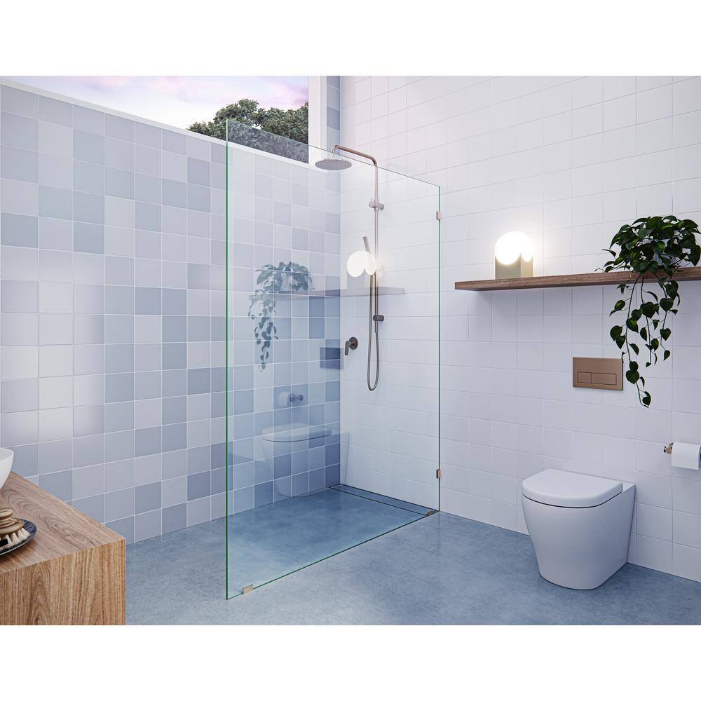 Glass Warehouse Vela 60 in. W x 78 in. H Frameless Fixed Single Panel Shower Door in Brushed Bronze without Handle