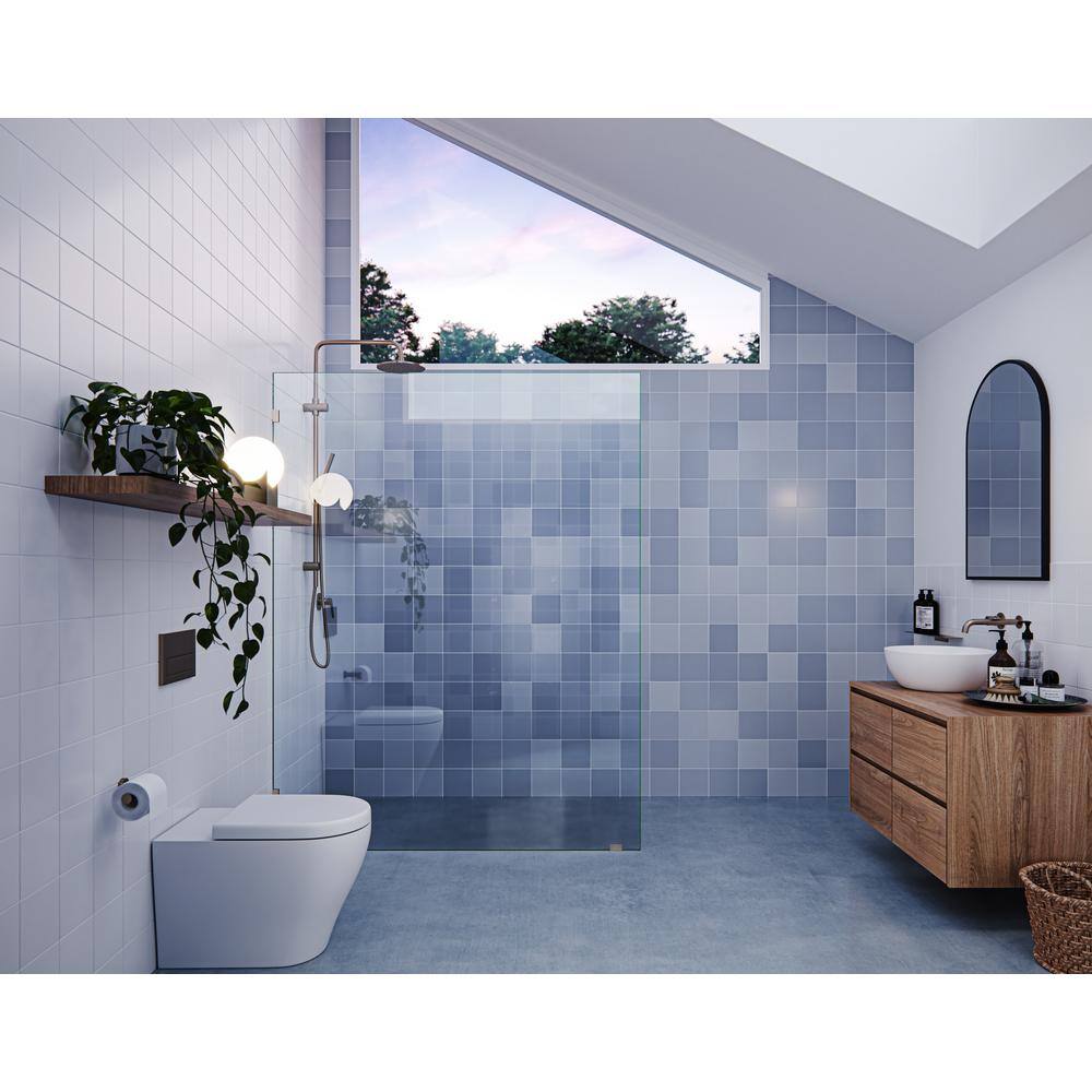 Glass Warehouse Vela 60 in. W x 78 in. H Frameless Fixed Single Panel Shower Door in Brushed Bronze without Handle