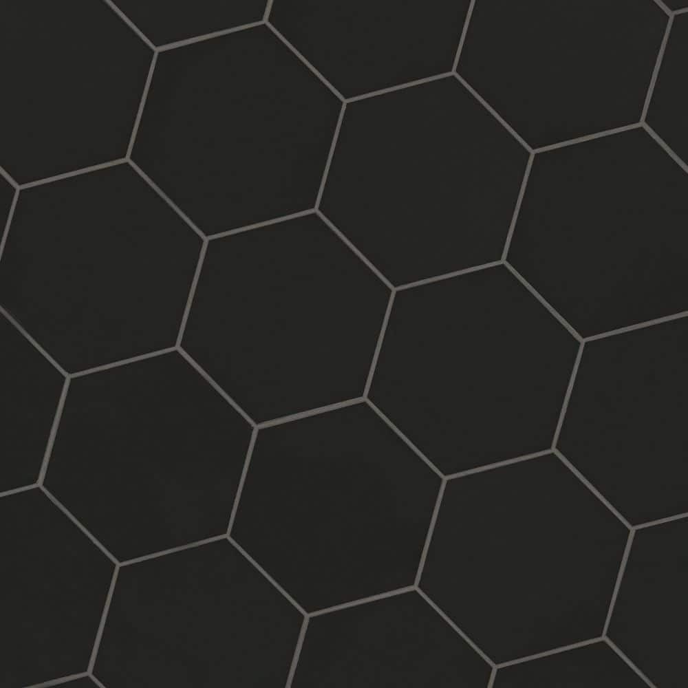 MSI Glassel Nero Hexagon 9 in. x 10 in. Matte Porcelain Stone-Look Floor and Wall Tile (6.89 sq. ft./Case)