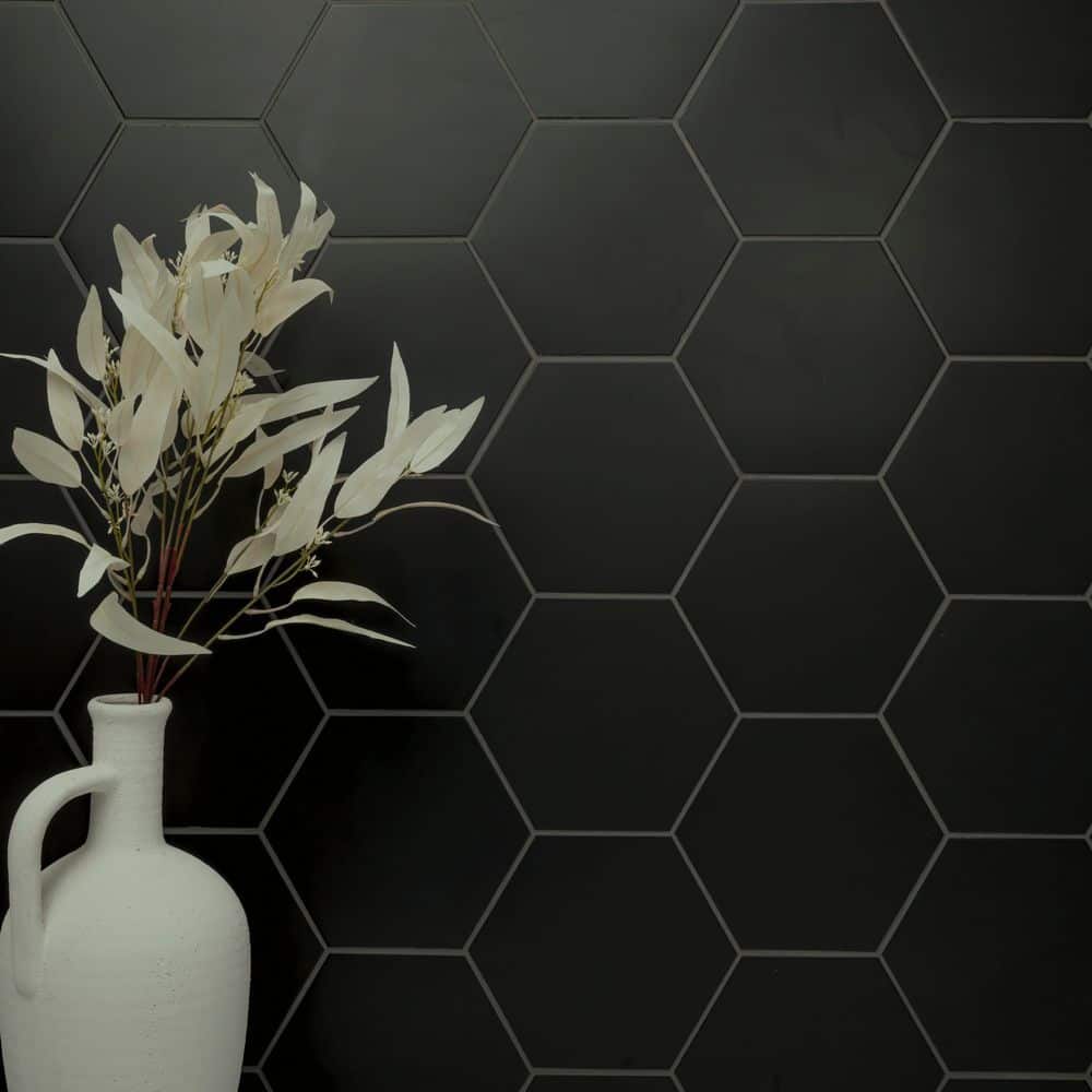 MSI Glassel Nero Hexagon 9 in. x 10 in. Matte Porcelain Stone-Look Floor and Wall Tile (6.89 sq. ft./Case)