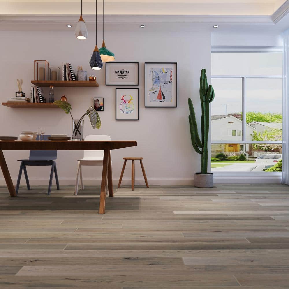 NATU Glazed Brushed Hickory 3/8 in. T x 7.5 in. W Click Lock Wire Brushed Engineered Hardwood Flooring (19.4 sq.ft./case)