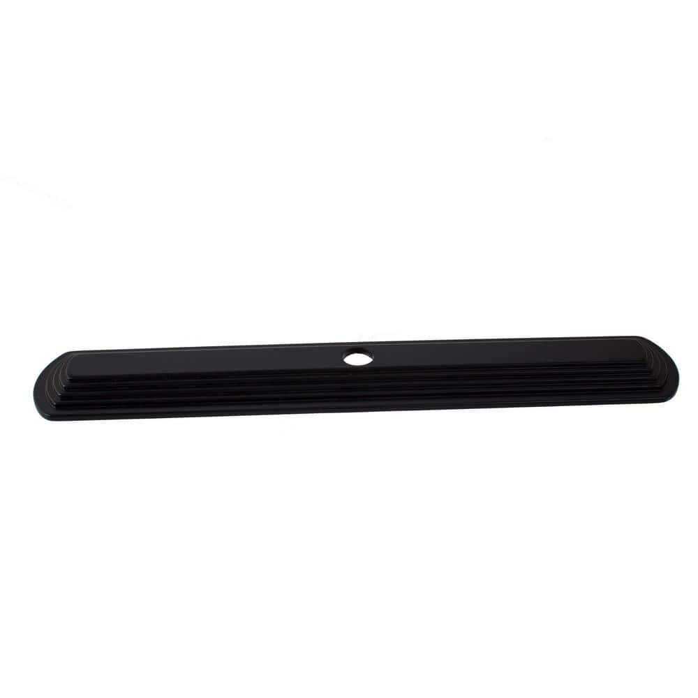 GlideRite 6 in. Matte Black Narrow Rounded Rectangle Cabinet Knob Backplates (10-Pack)
